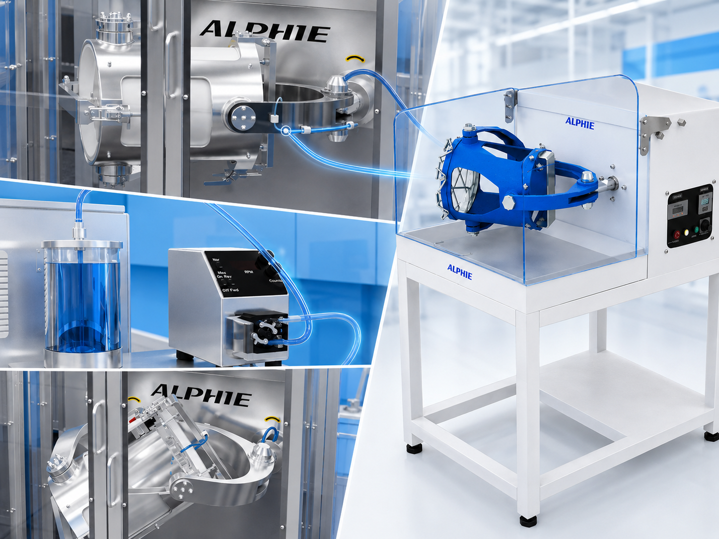 Hexagon Product Development Alphie liquid-dosing system for adding liquids during powder blending