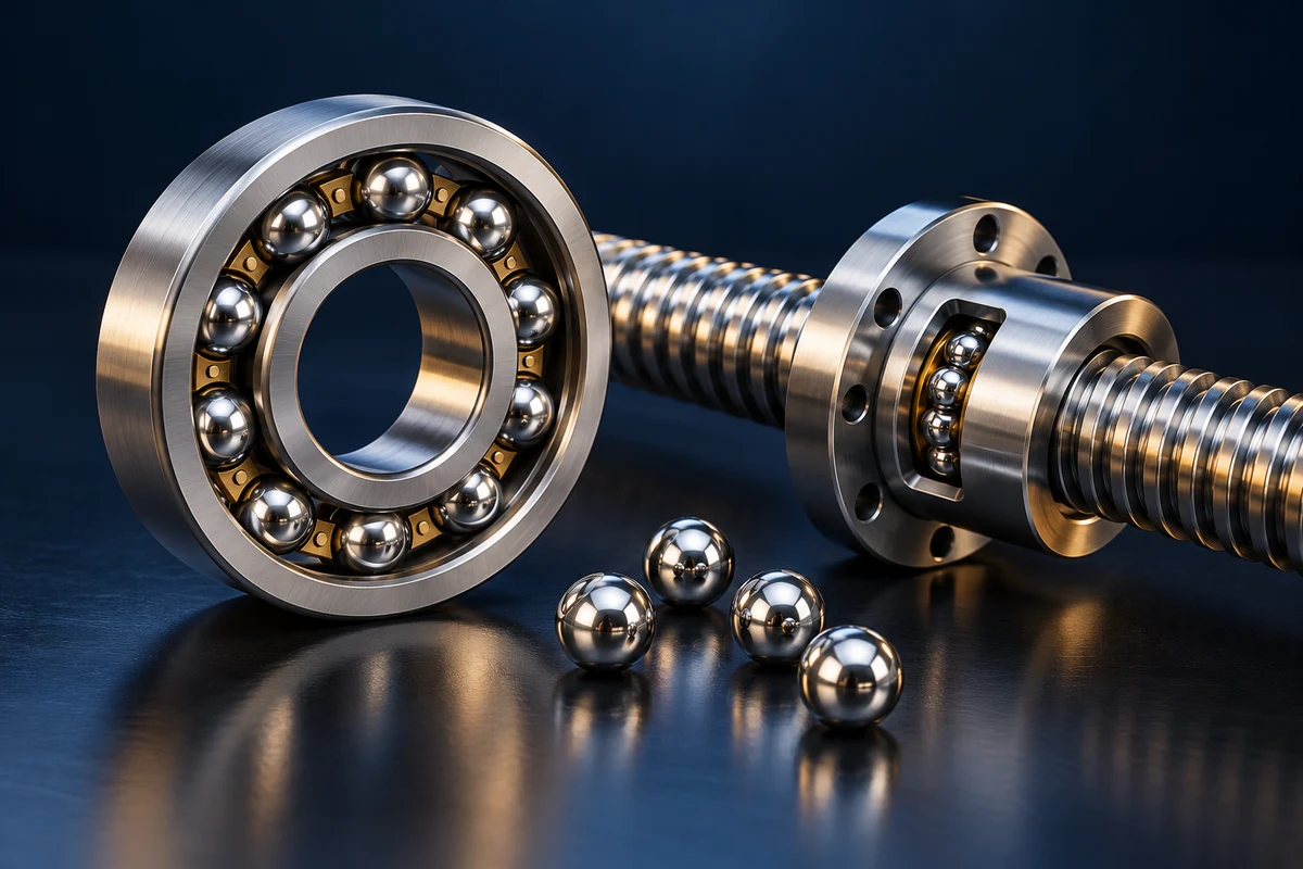 Ball bearing and ball screw illustration with polished precision balls