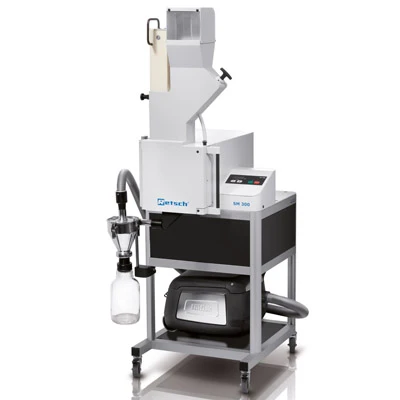 SM 300 cutting mill with cyclone and collector on a base frame