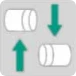Kakuhunter mixer icon showing container positioning with upward and downward arrows