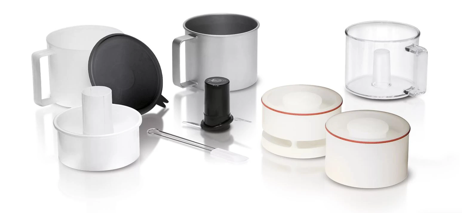 RETSCH GM 200 containers, lids and knives for homogenizing soft samples