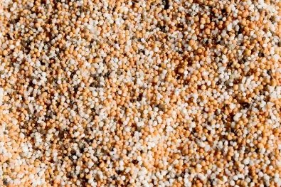 Mixed granular sample for particle-size separation by sieving