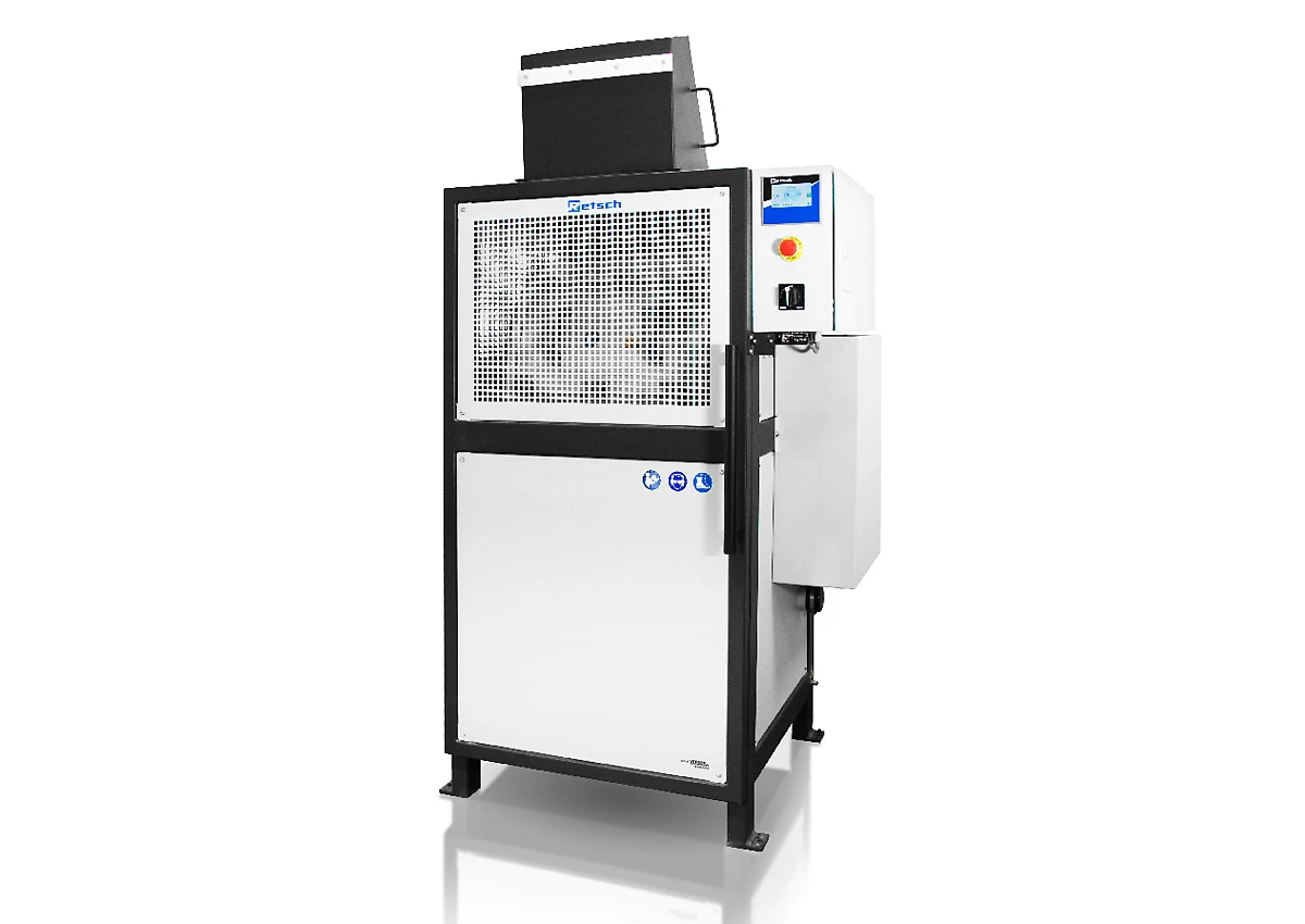 RETSCH TM 500 Drum Mill for grinding larger batches of samples; in its enclosure