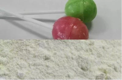 Candy samples before and after knife milling into a fine sample