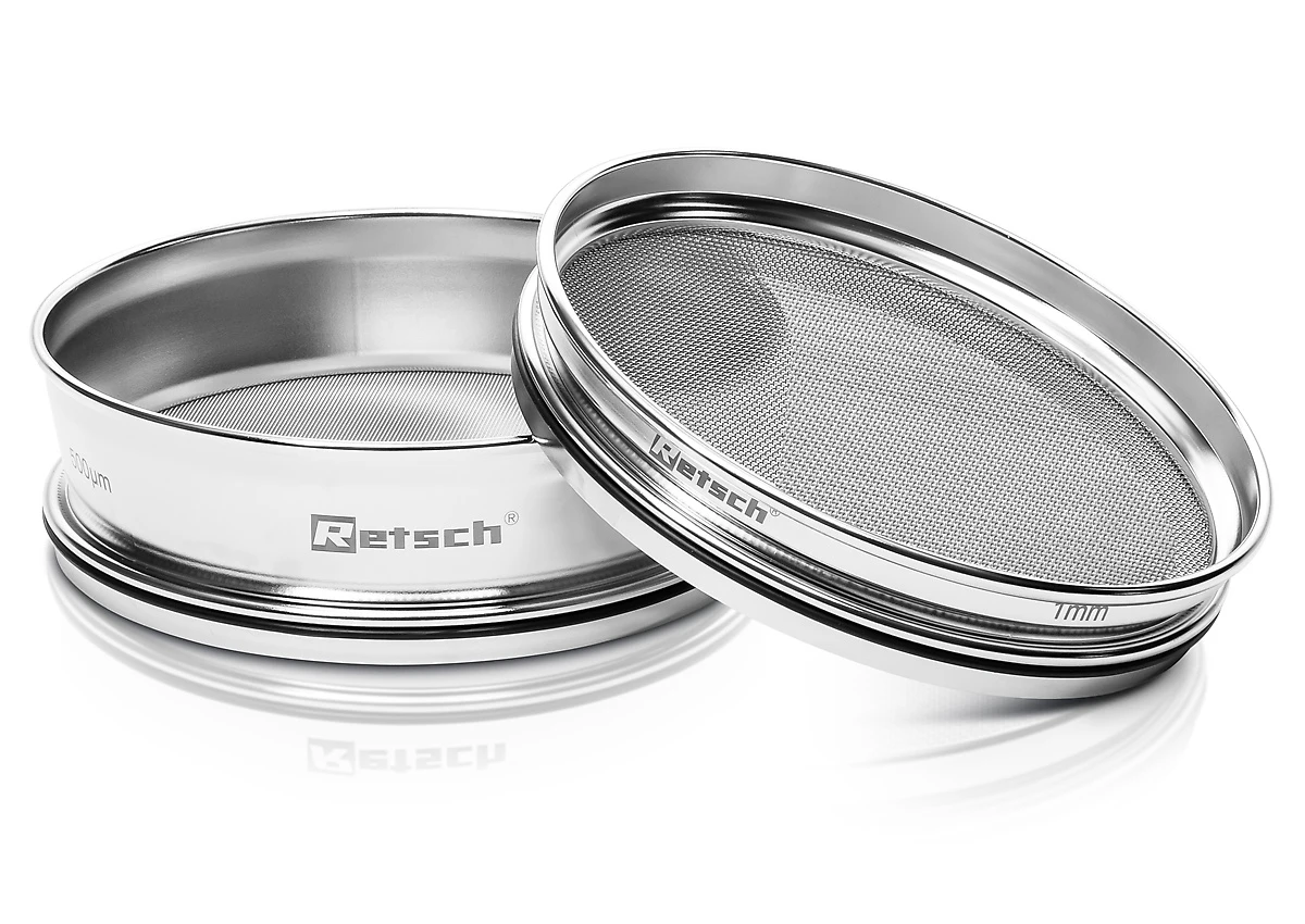 RETSCH stainless steel test sieves for separating samples into particle-size fractions