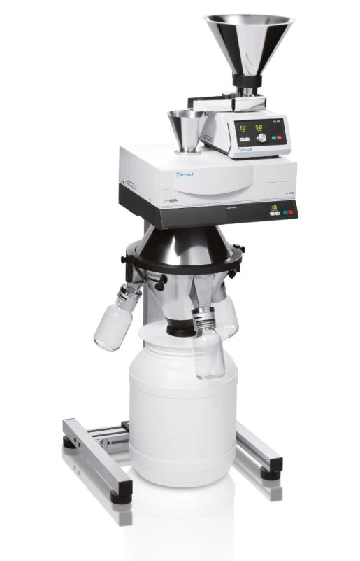 RETSCH PT 200 Rotating Tube Divider for splitting samples into representative portions; with multiple collecting jars