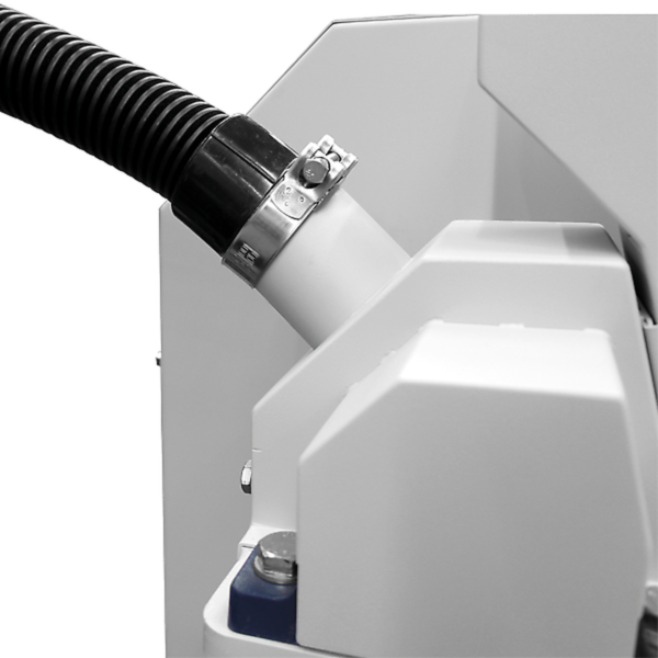 RETSCH jaw-crusher dust-extraction connection for removing airborne sample particles