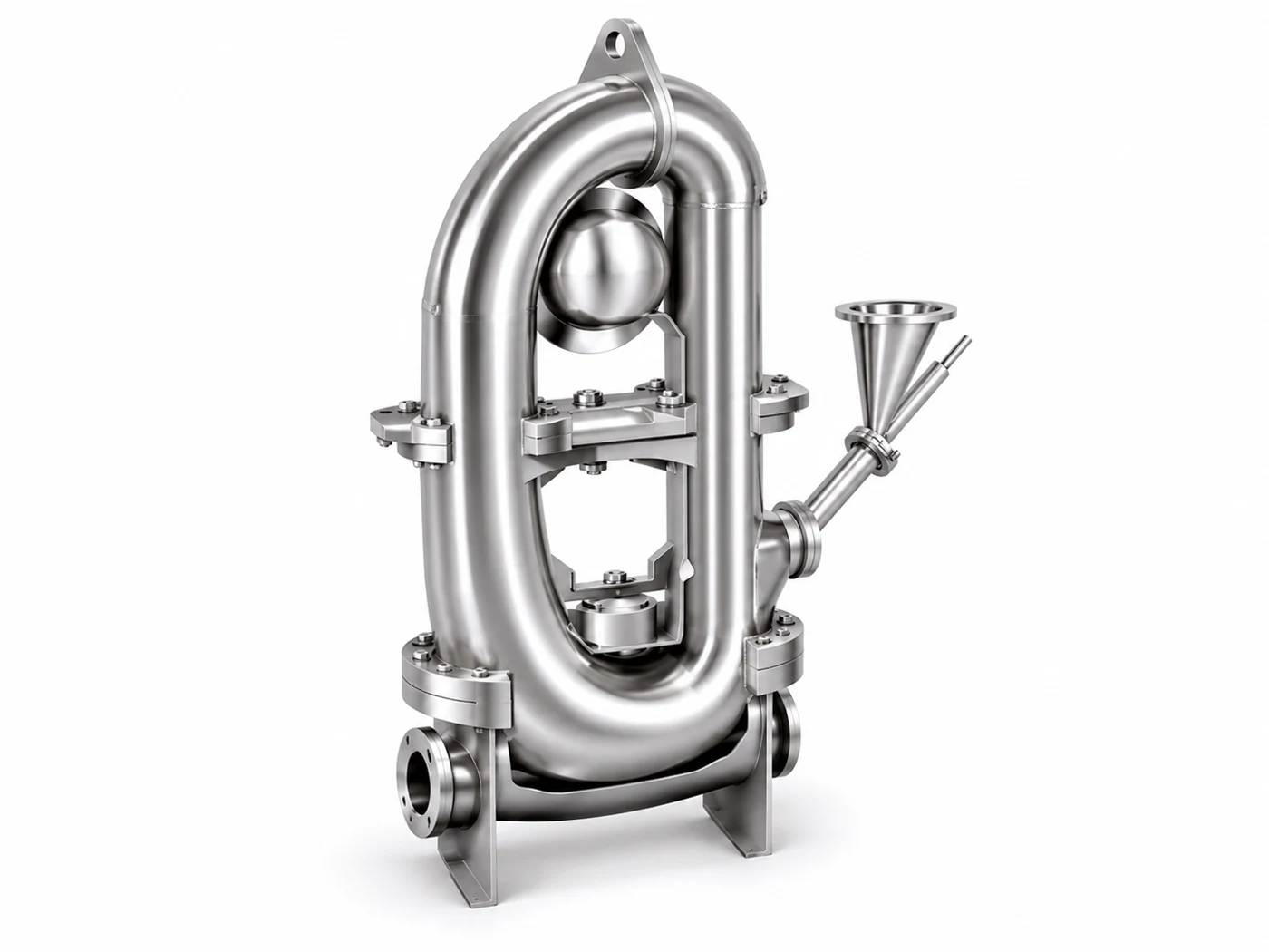 Fluid Energy JET-O-MIZER Jet Mill for fine grinding powders using compressed gas, vertical grinding chamber with compressed-gas connections
