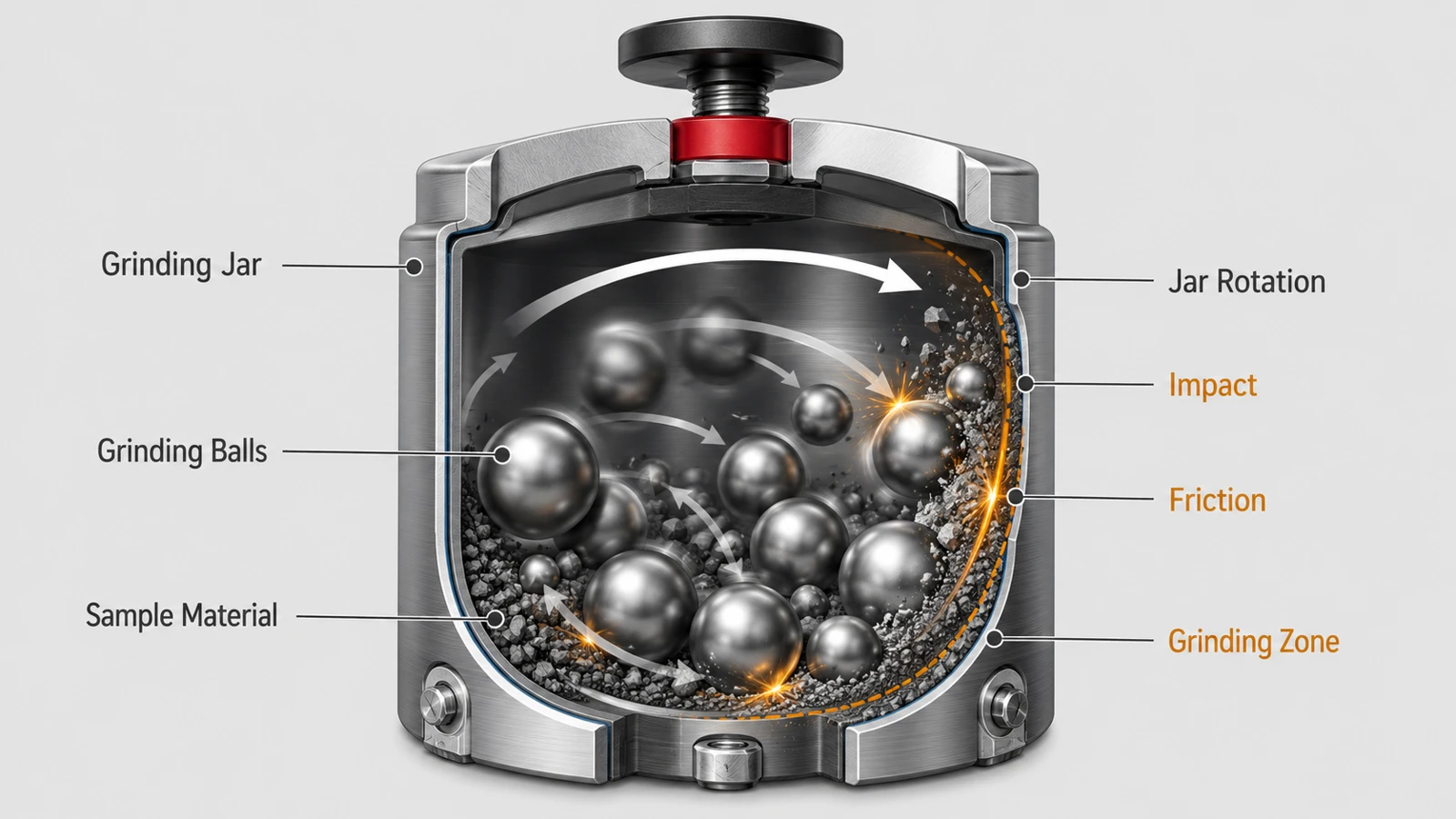 Planetary motion and grinding-ball movement