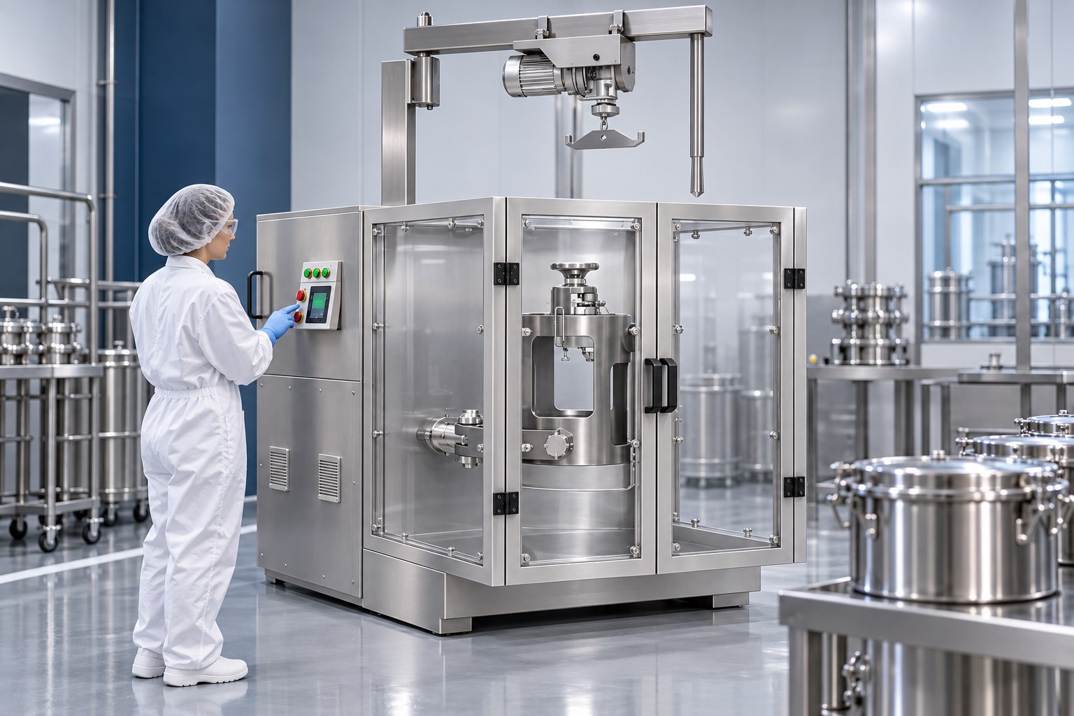 Illustration of stainless steel powder blending equipment