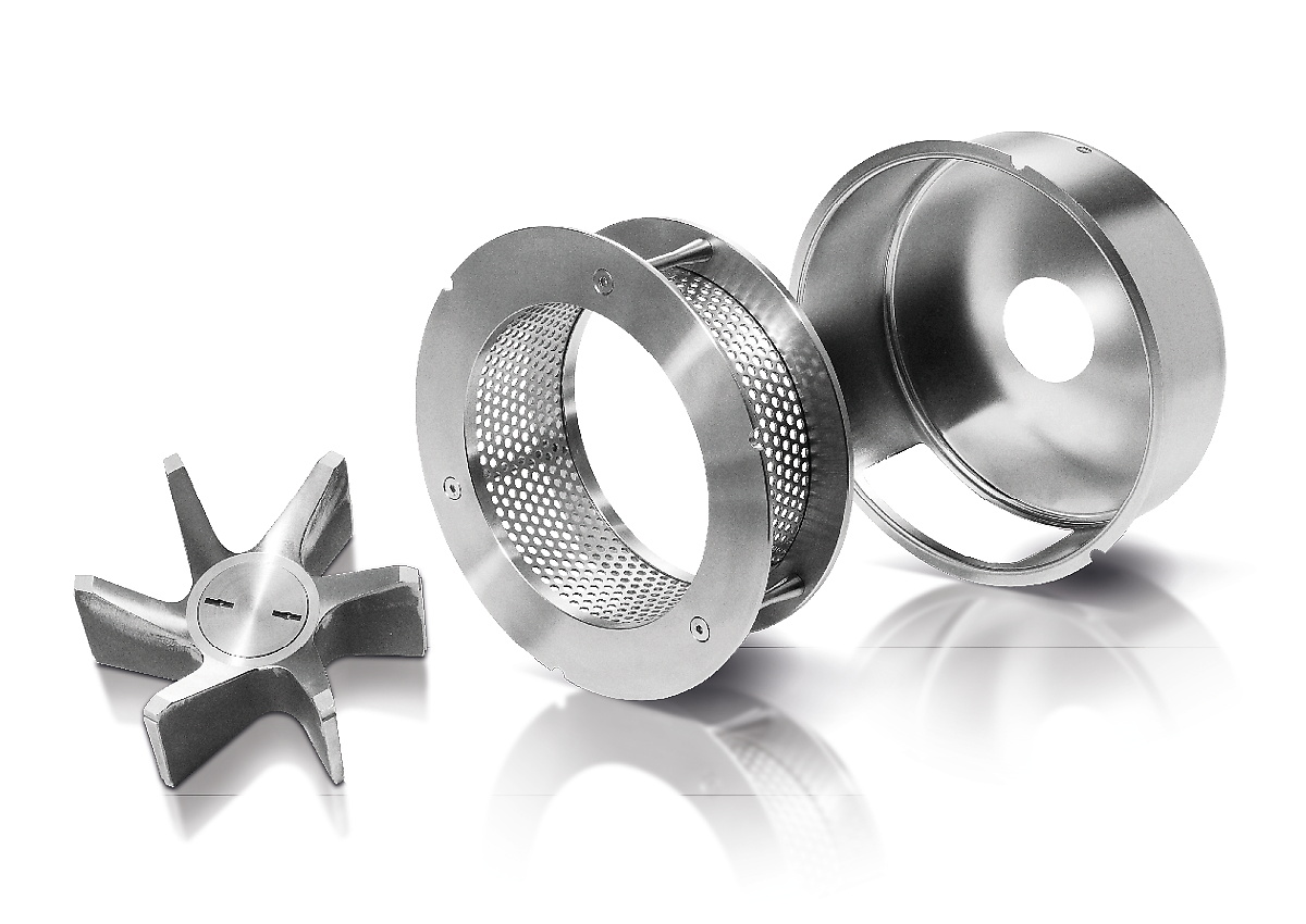 RETSCH SR 300 rotor and sieve components for grinding and separating sample particles