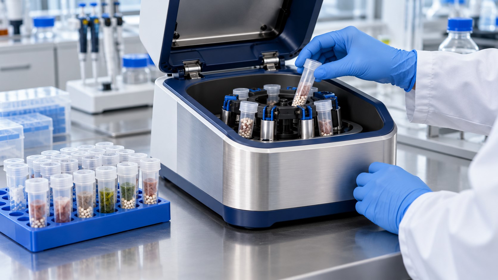 Bead-beating homogenizer and biological sample tubes