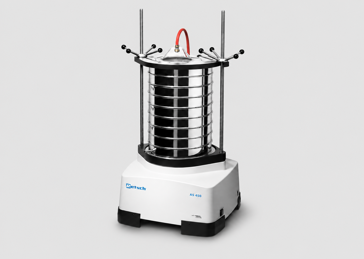 AS450 Control wet grey Retsch AS 450 Control sieve shaker set up for wet sieving